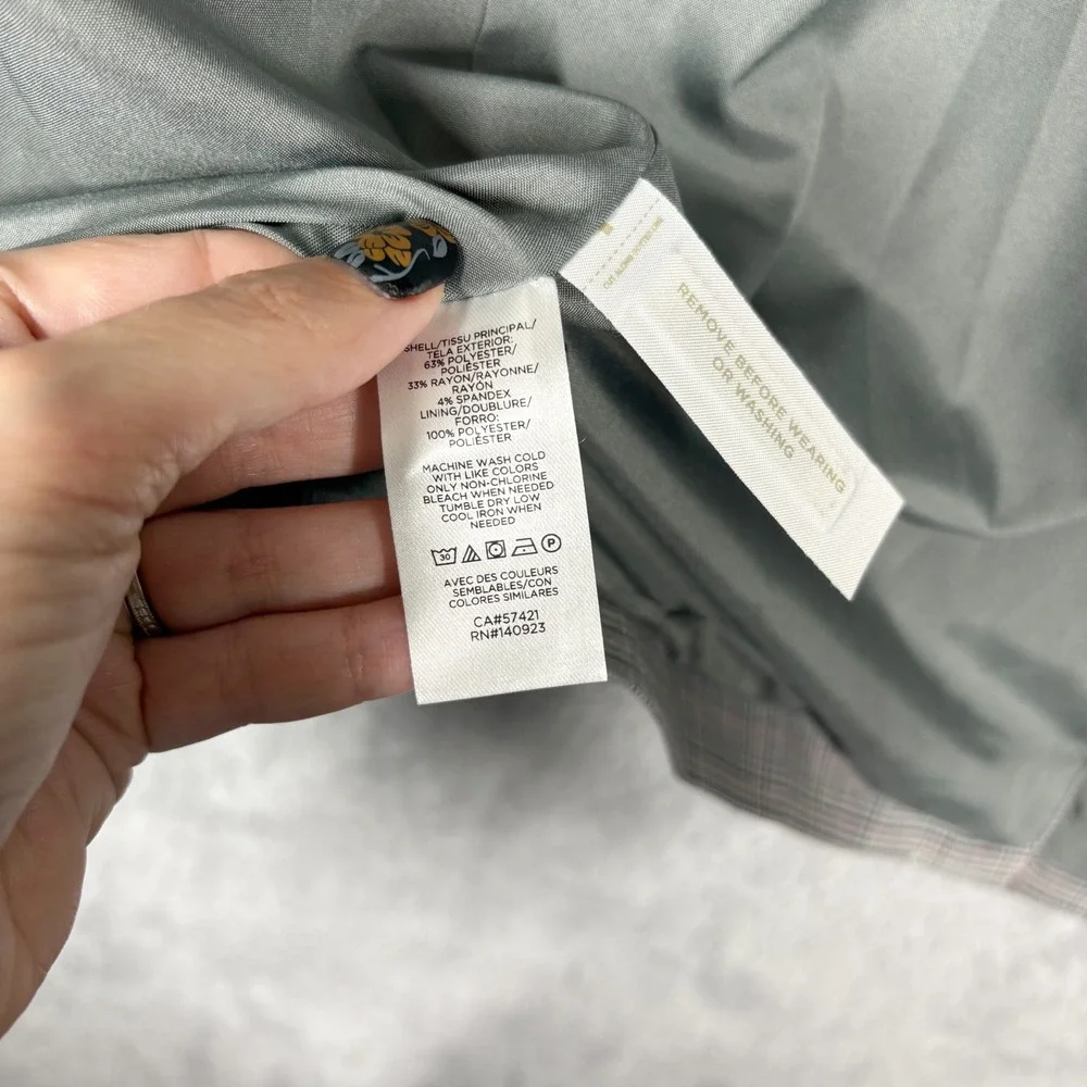 NEW LOFT Versa Plaid Seasonless‎ Stretch Double Breasted Blaze Sz 12 Petite Gray - Picture 10 of 10